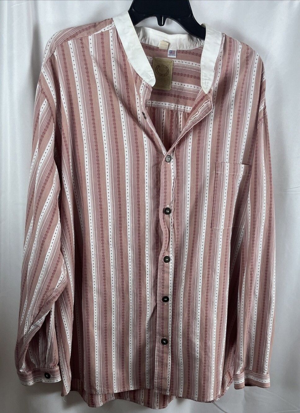 Vintage Wah Maker Striped Button Down shirt unisex 2XL Pink/white With Pocket